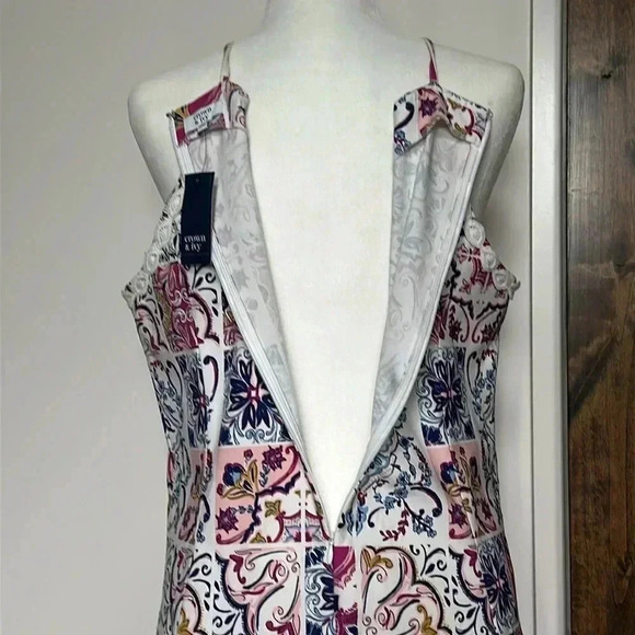 Crown Ivy Cotton Stretch Multi Colored White Eyelet Trim Sheath Dress Sz 12 - Picture 8 of 14